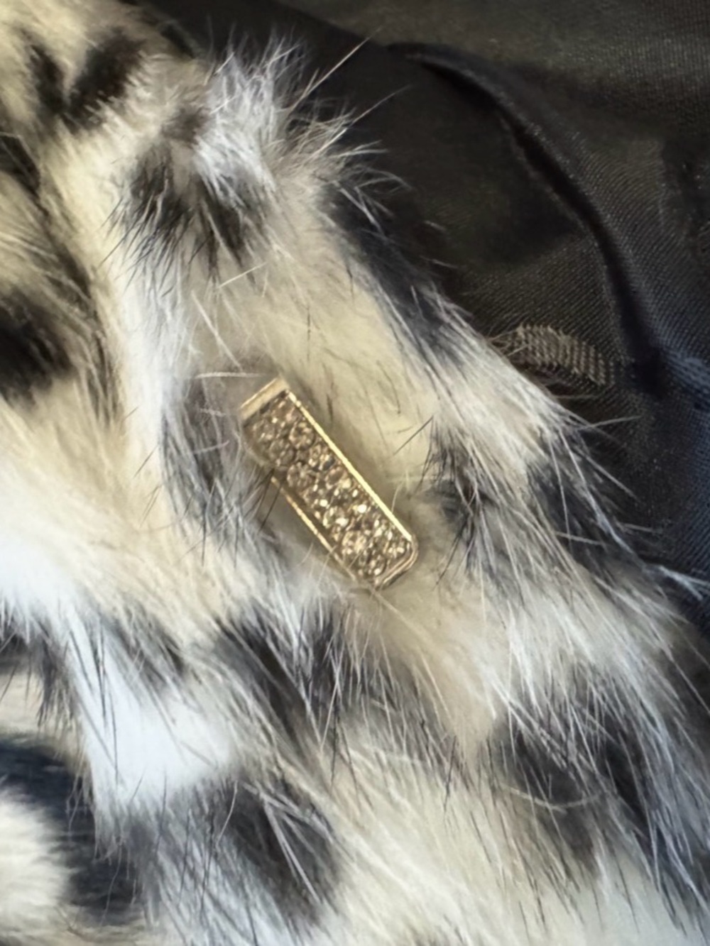 Luxury White & Black Leopard Print rabbit Fur Coat with White fox Collar - Picture 12 of 16